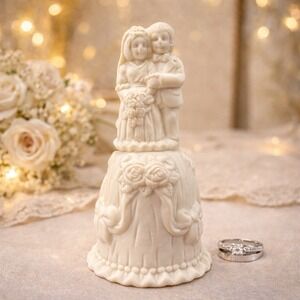 World Bazaars Jade Collection Wedding Couple Bell Porcelain Anniversary Decor